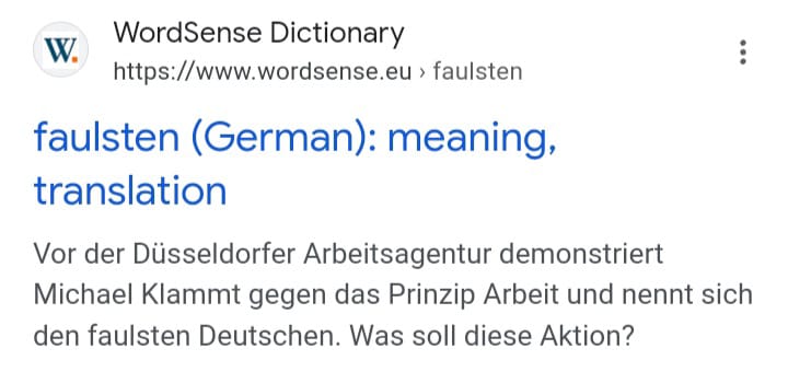 Der FAULSTE Deutsche beispielhaft im englischen Wörterbuch :